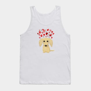 Cute Dog | Longhaired Cream Dachshund with Hearts Tank Top